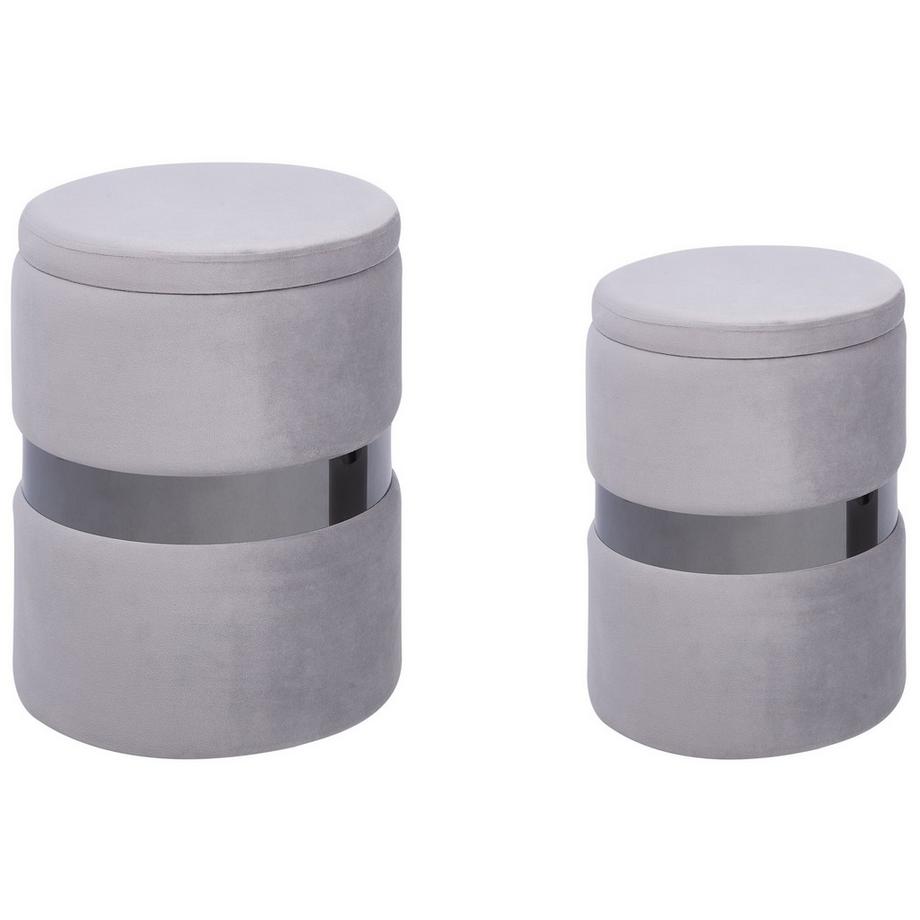Pouf mit Stauraum 2er Set aus Samtstoff Glamourös DORIS