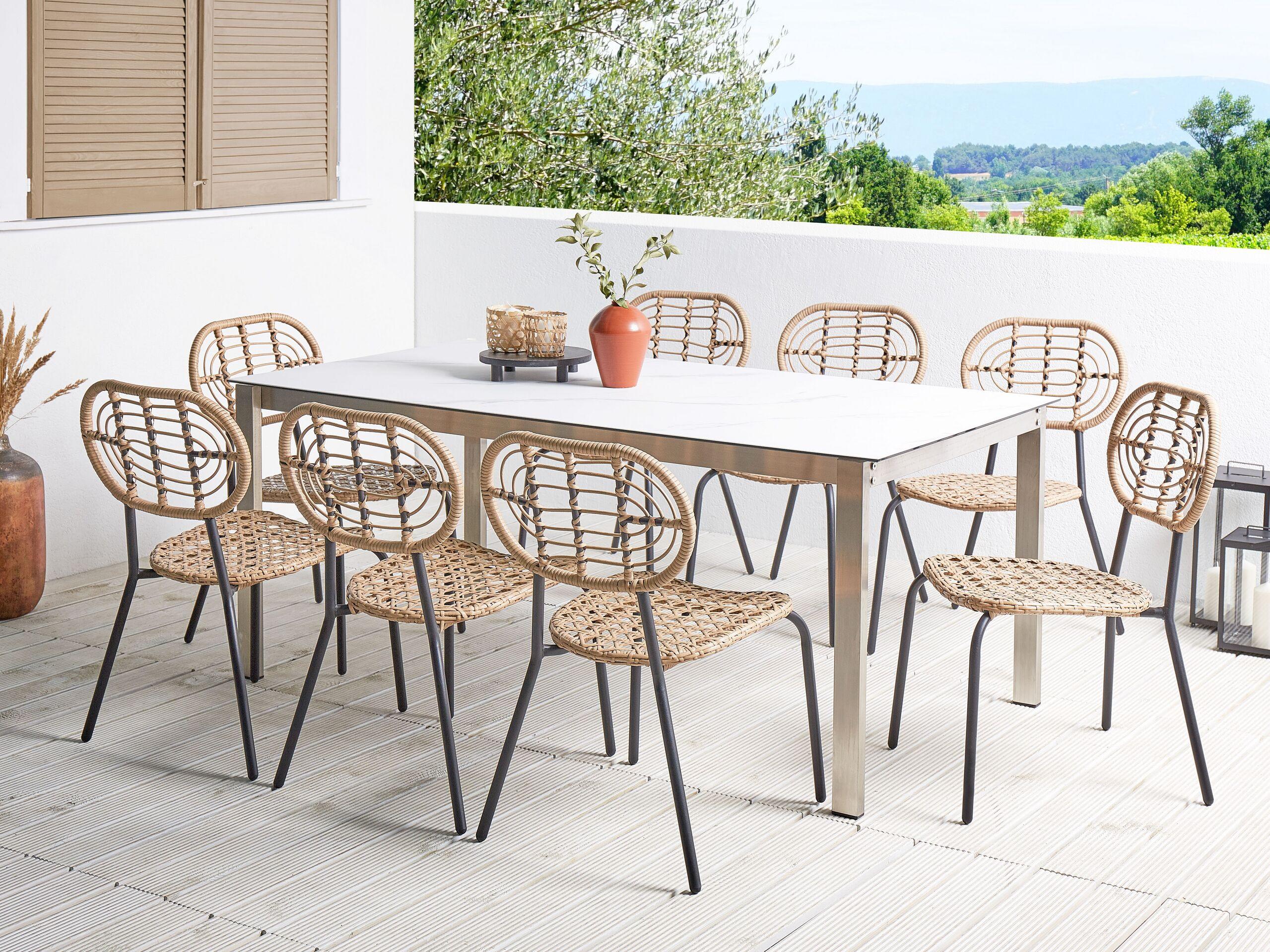 Beliani Set mit 8 Stühlen aus PE Rattan Boho PRATELLO  