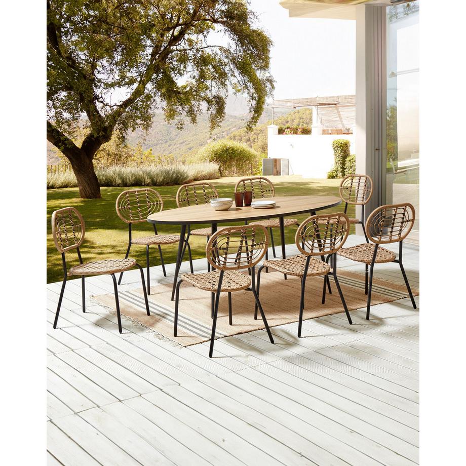 Beliani Set di 8 sedie en Rattan sintetico Boho PRATELLO  