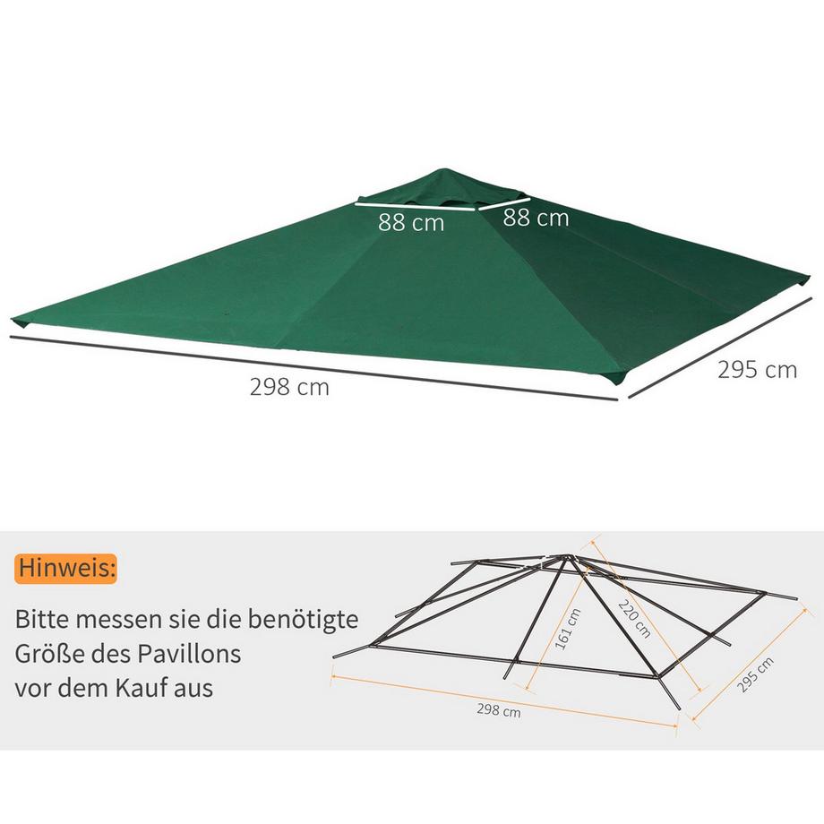 Northio Tetto Per Gazebo Tetto Di Ricambio Per Gazebo Copertura Per Gazebo Parasole Poliestere Verde 2,98 X 2,95 M  