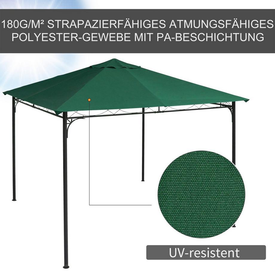 Northio Tetto Per Gazebo Tetto Di Ricambio Per Gazebo Copertura Per Gazebo Parasole Poliestere Verde 2,98 X 2,95 M  