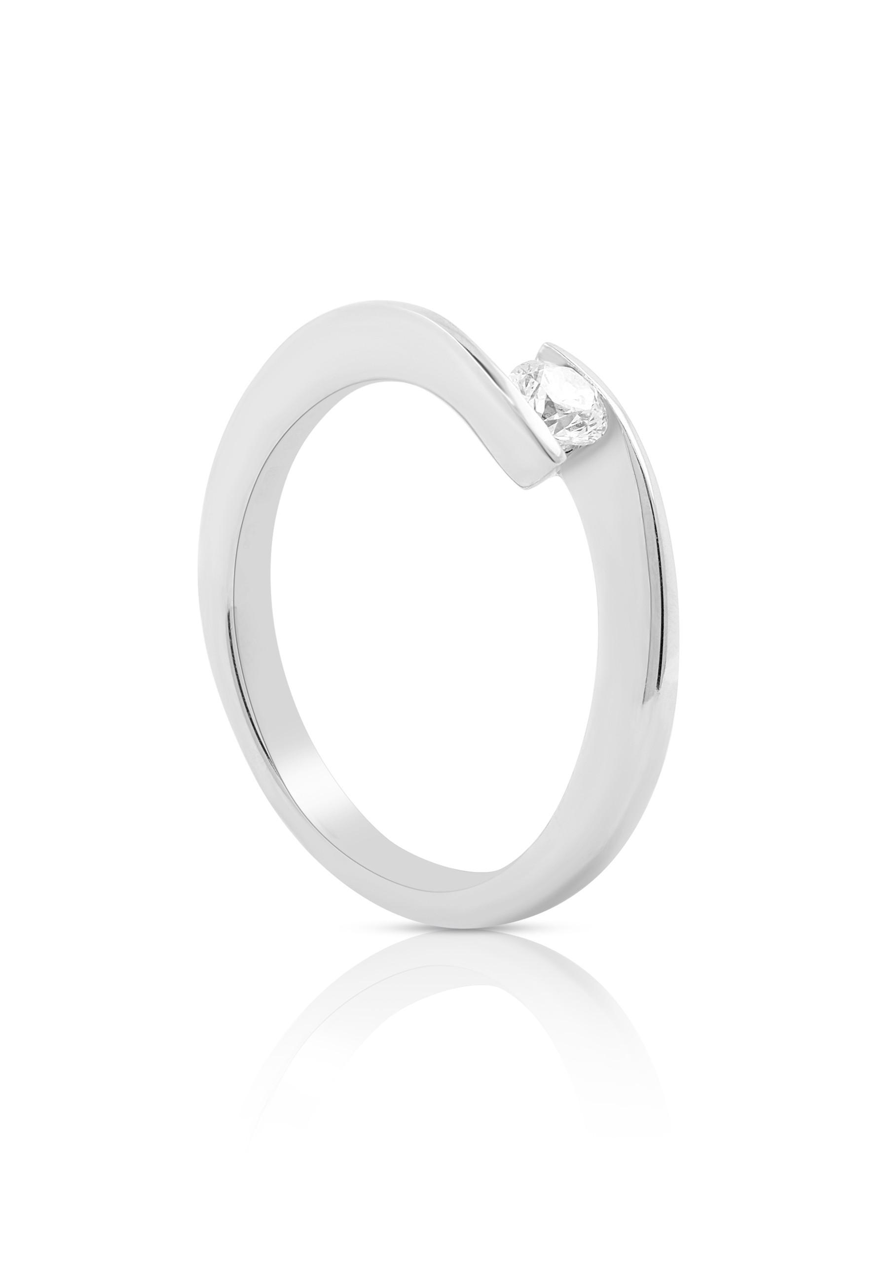 MUAU Schmuck  Solitaire Ring Diamant 0.20ct. Weissgold 750 