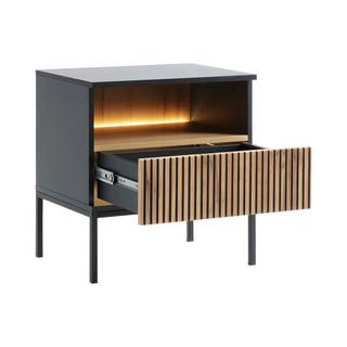 Vente-unique Comodino con 1 cassetto e 1 nicchia Con LED Nero e Naturale - OVILA  