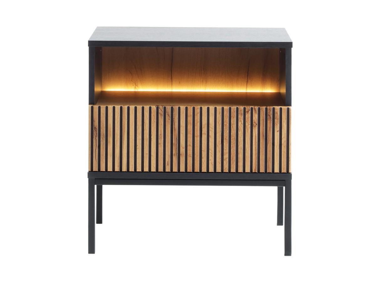 Vente-unique Comodino con 1 cassetto e 1 nicchia Con LED Nero e Naturale - OVILA  