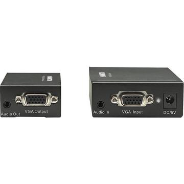 Manhattan Prolongateur VGA Cat5/5e/6, Prolonge les signaux vidéo et audio jusqu'à 300 m (984 ft)