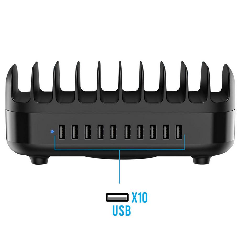 Avizar  Stazione carica 120W 10 USB ventola silenziosa EU 