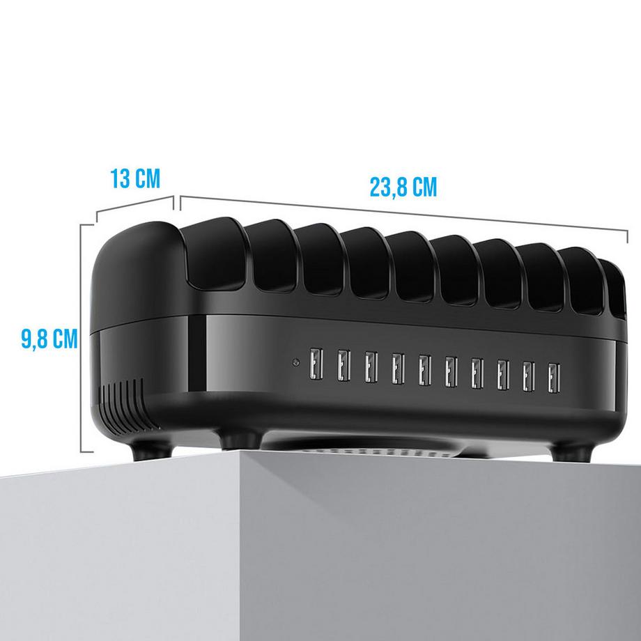 Avizar  Stazione carica 120W 10 USB ventola silenziosa EU 