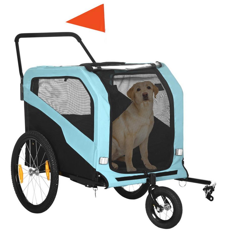 Northio  2-In-1 Hundeanhänger, Fahrradanhänger Für Hunde, Hundewagen Mit Reflektoren, Hundebuggy Max. 30 Kg, Oxford-Gewebe, Blau 
