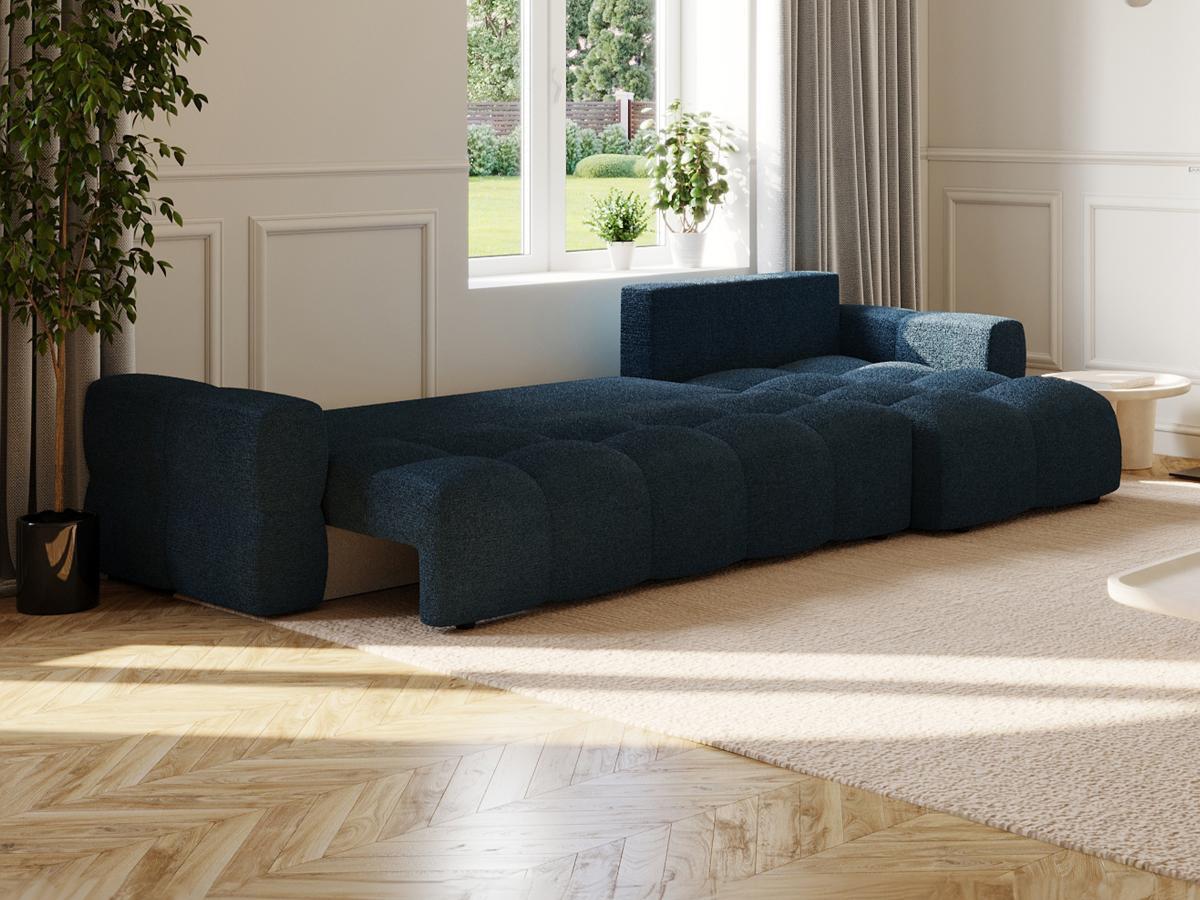 Vente-unique Canapé d'angle réversible convertible en tissu texturé bleu ISSORO  