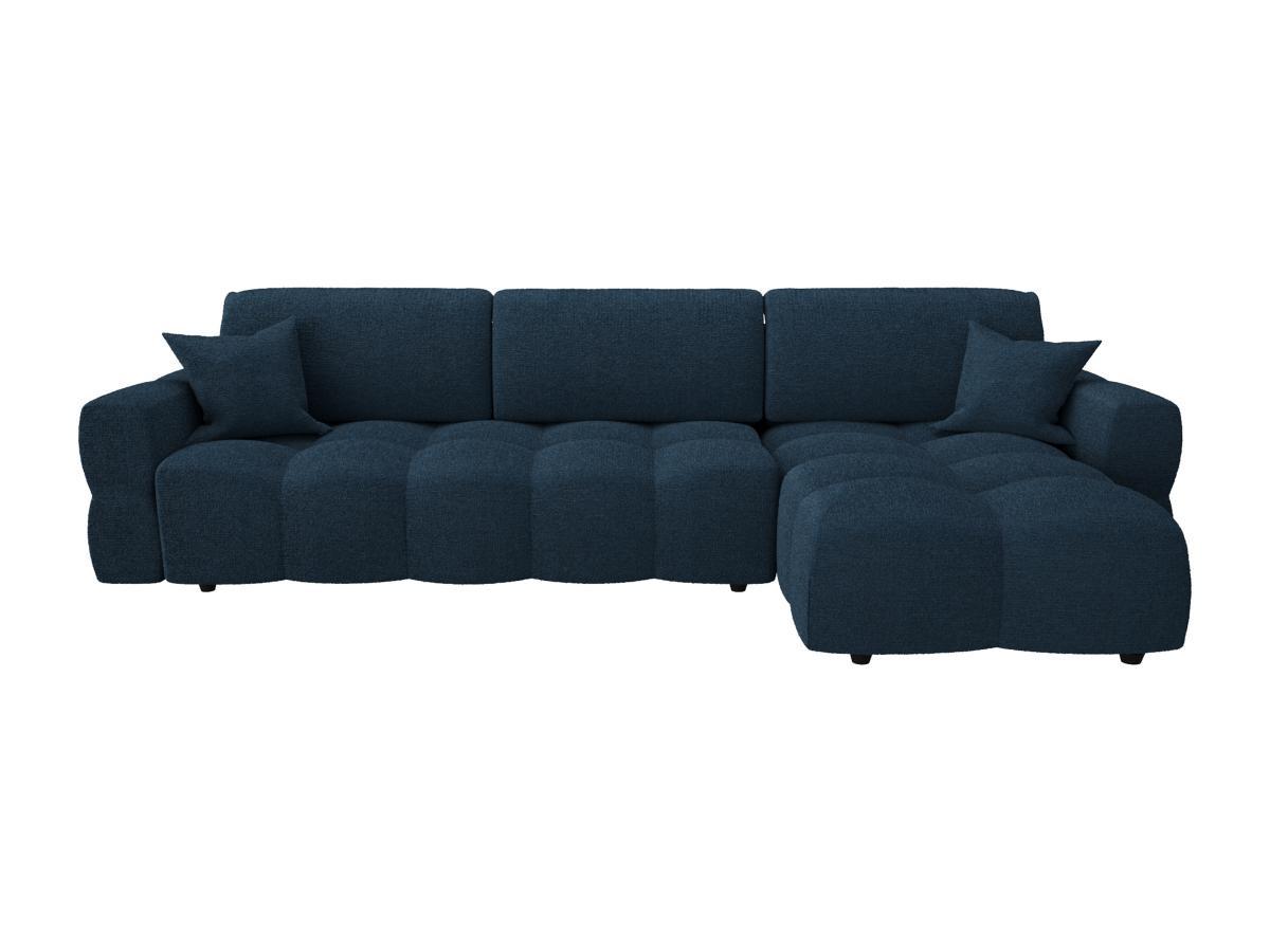 Vente-unique Canapé d'angle réversible convertible en tissu texturé bleu ISSORO  