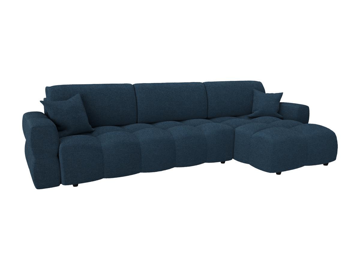 Vente-unique Canapé d'angle réversible convertible en tissu texturé bleu ISSORO  