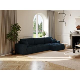 Vente-unique Canapé d'angle réversible convertible en tissu texturé bleu ISSORO  