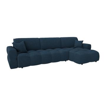 Ecksofa mit Schlaffunktion - Ecke wechselbar - Strukturstoff - Blau - ISSORO