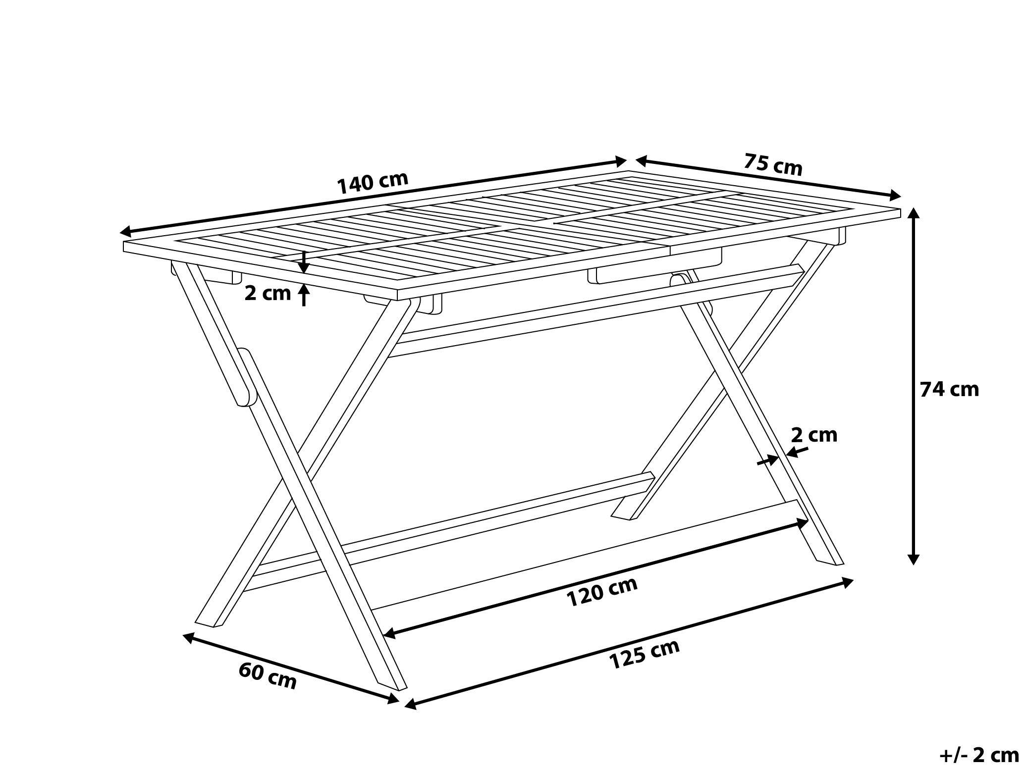 Beliani Table de jardin en Acacia Traditionnel CENTO  