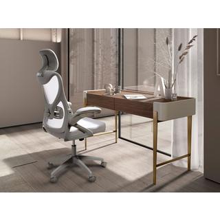 ANGEL CERDA Bureau en noyer, beige et acier poli doré  