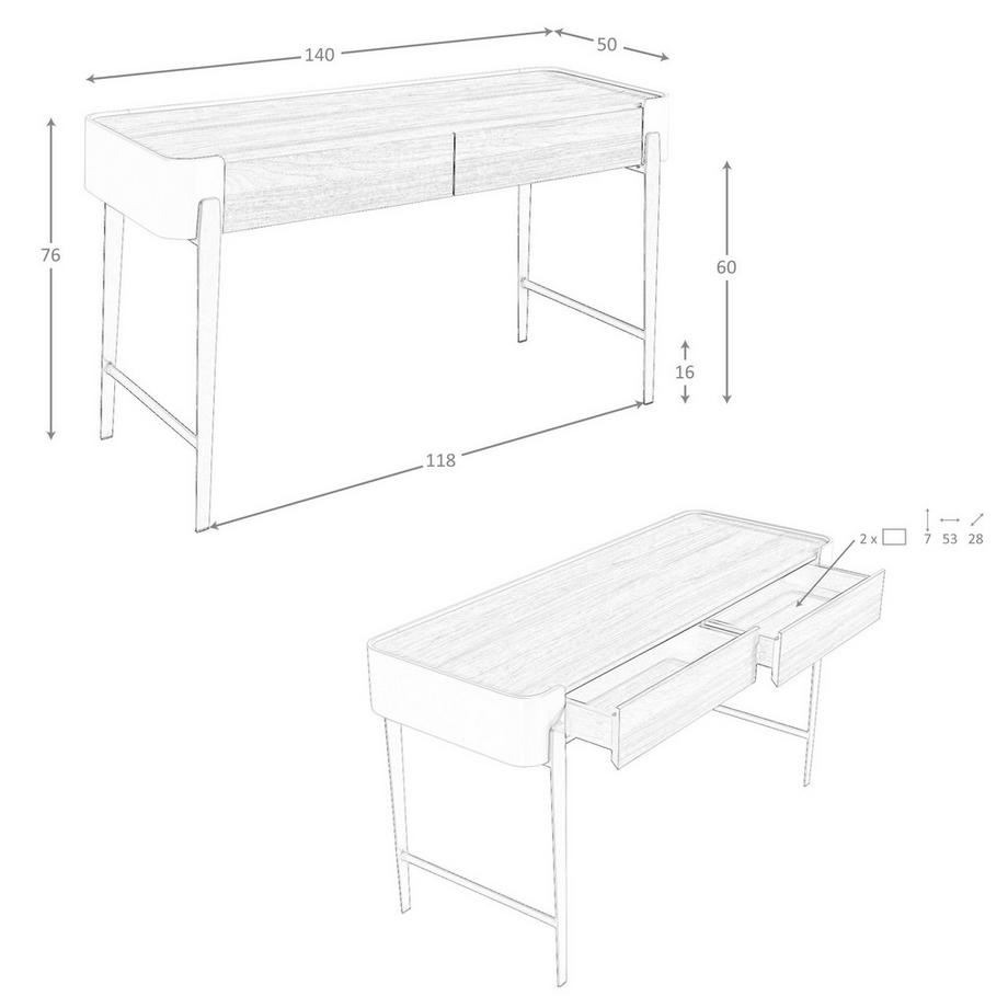 ANGEL CERDA Schreibtisch in Nussbaum, Beige und goldfarbenem poliertem Stahl  