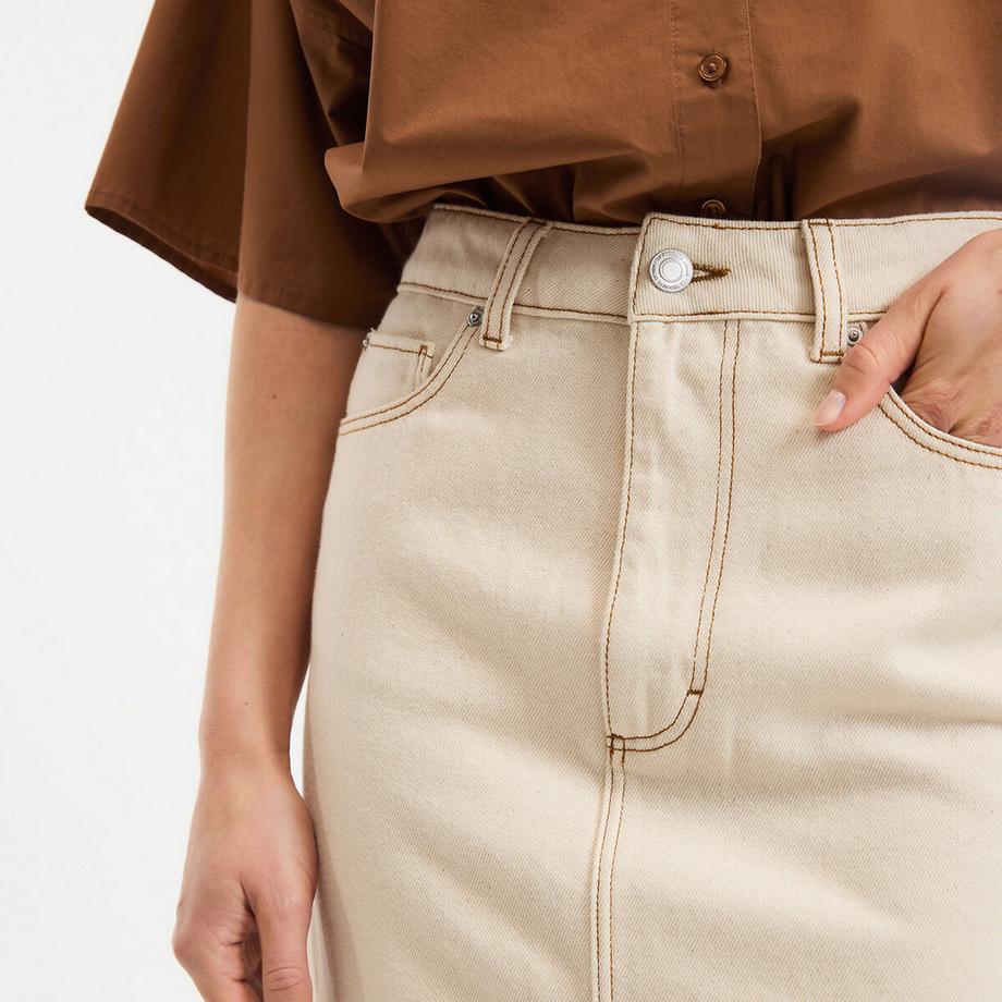 La Redoute Collections Gonna Midi Dritta in Denim  