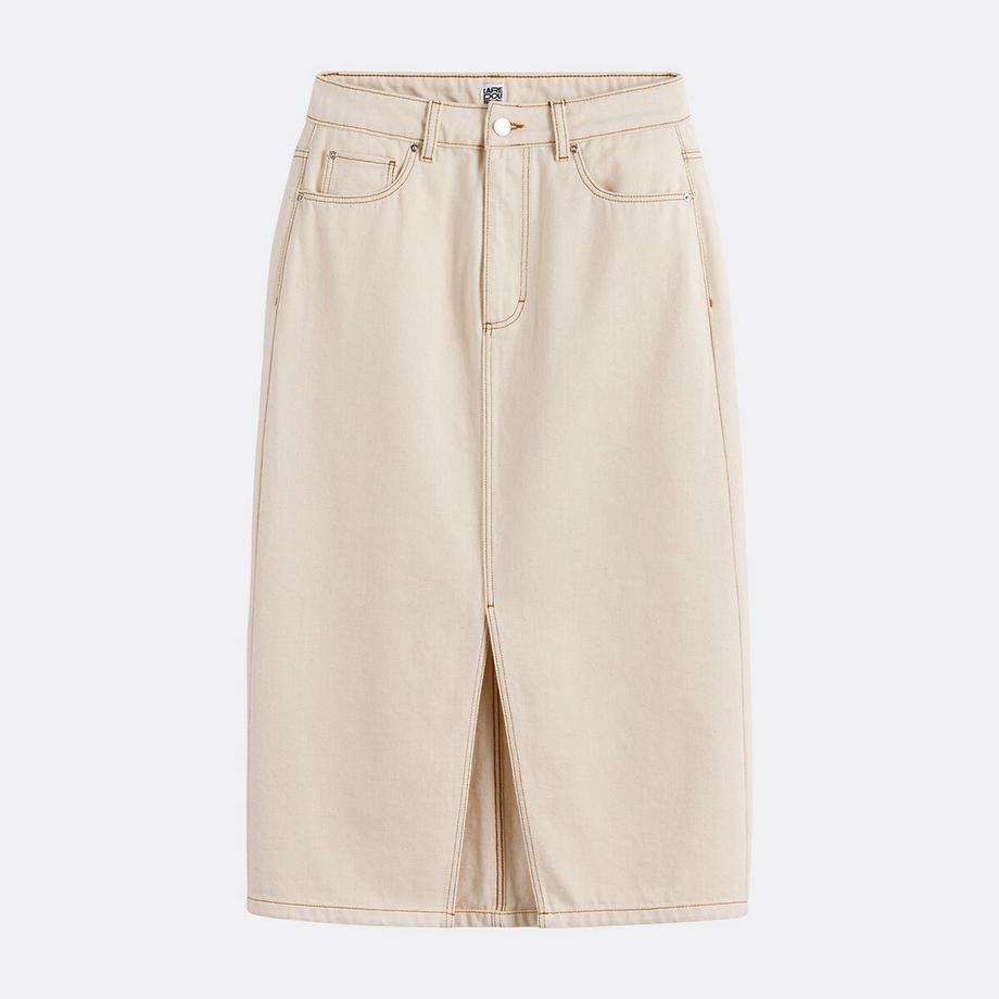 La Redoute Collections Gonna Midi Dritta in Denim  