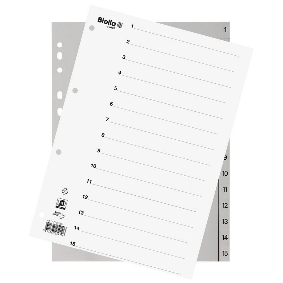 Biella BIELLA Register PP grau A4 471415.00 1-15  