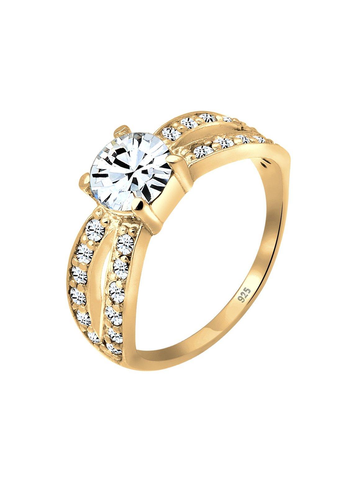 Image of Ring Solitär Glamourös Kristall Damen Gold 54mm