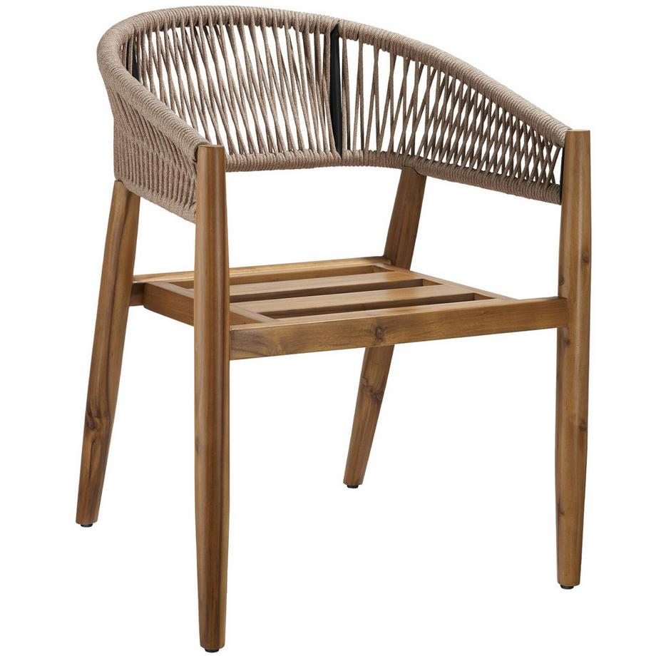 Tectake Chaise de jardin MANACOR Bois d'acacia lasuré et résistant aux intempéries  