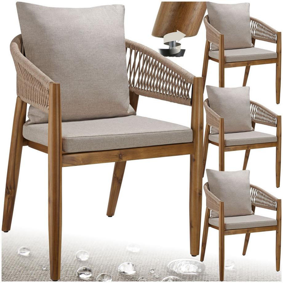 Tectake Chaise de jardin MANACOR Bois d'acacia lasuré et résistant aux intempéries  