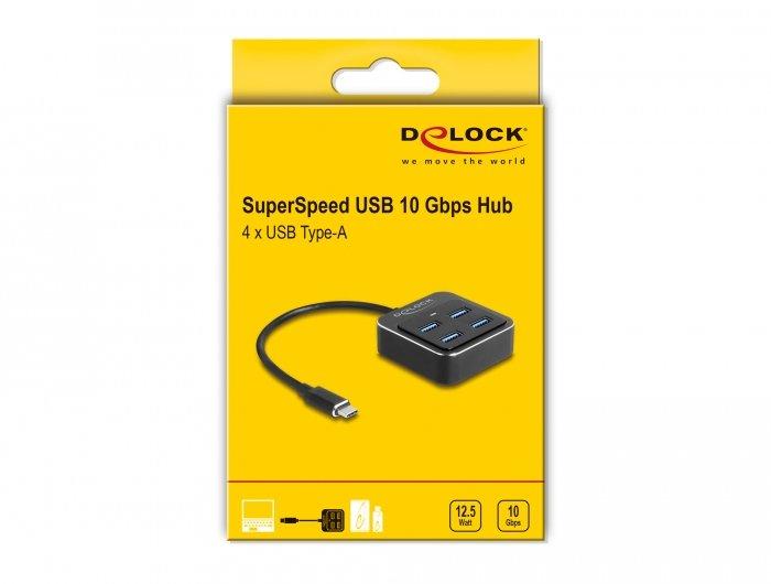 DeLock  Hub USB 3.2 Gen 2 USB Type-C avec 4 x USB Type-A femelle – 10 Gbps 