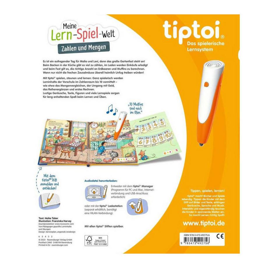 tiptoi® Meine Lern-Spiel-Welt: Zahlen und Mengen Tober, Heike; Harvey, Franziska (Illustrationen) Couverture rigide 