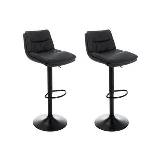 Vente-unique Lots de 2 tabourets de bar en simili et métal - Hauteur réglable - Noir - KADERINA  