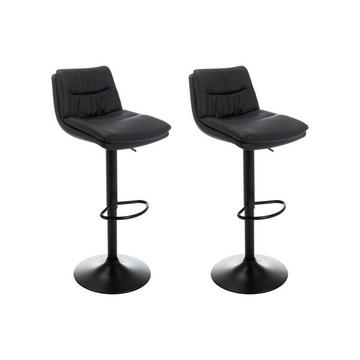 Sgabello da bar in Similpelle e Metallo Nero - Lotto di 2 - KADERINA