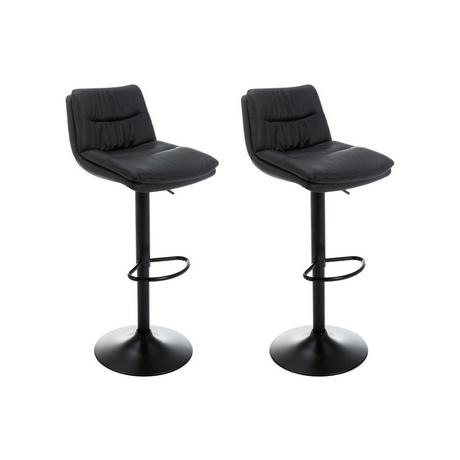 Vente-unique Lots de 2 tabourets de bar en simili et métal - Hauteur réglable - Noir - KADERINA  