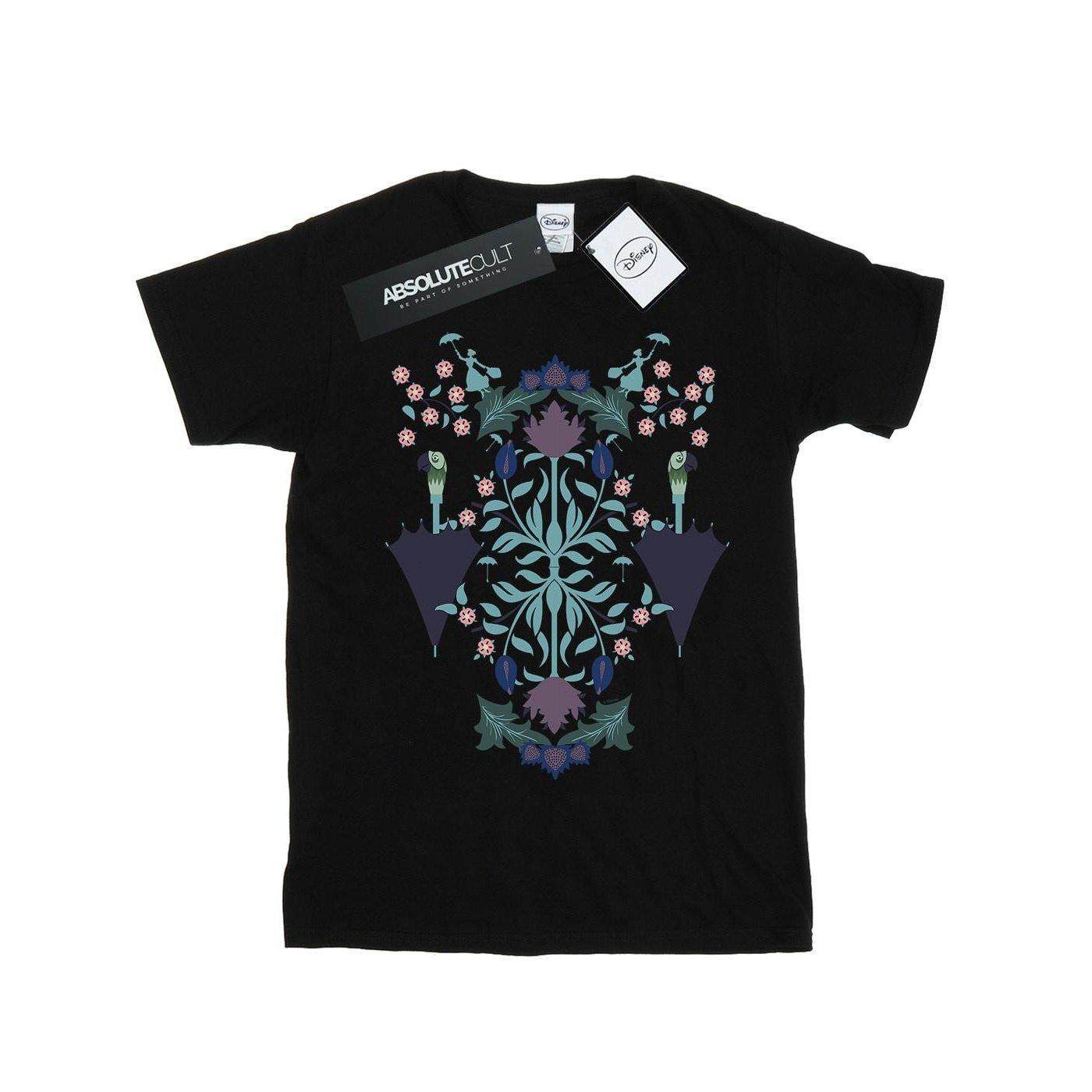 Image of Mary Poppins Floral Collage Tshirt Unisex Schwarz 152-158