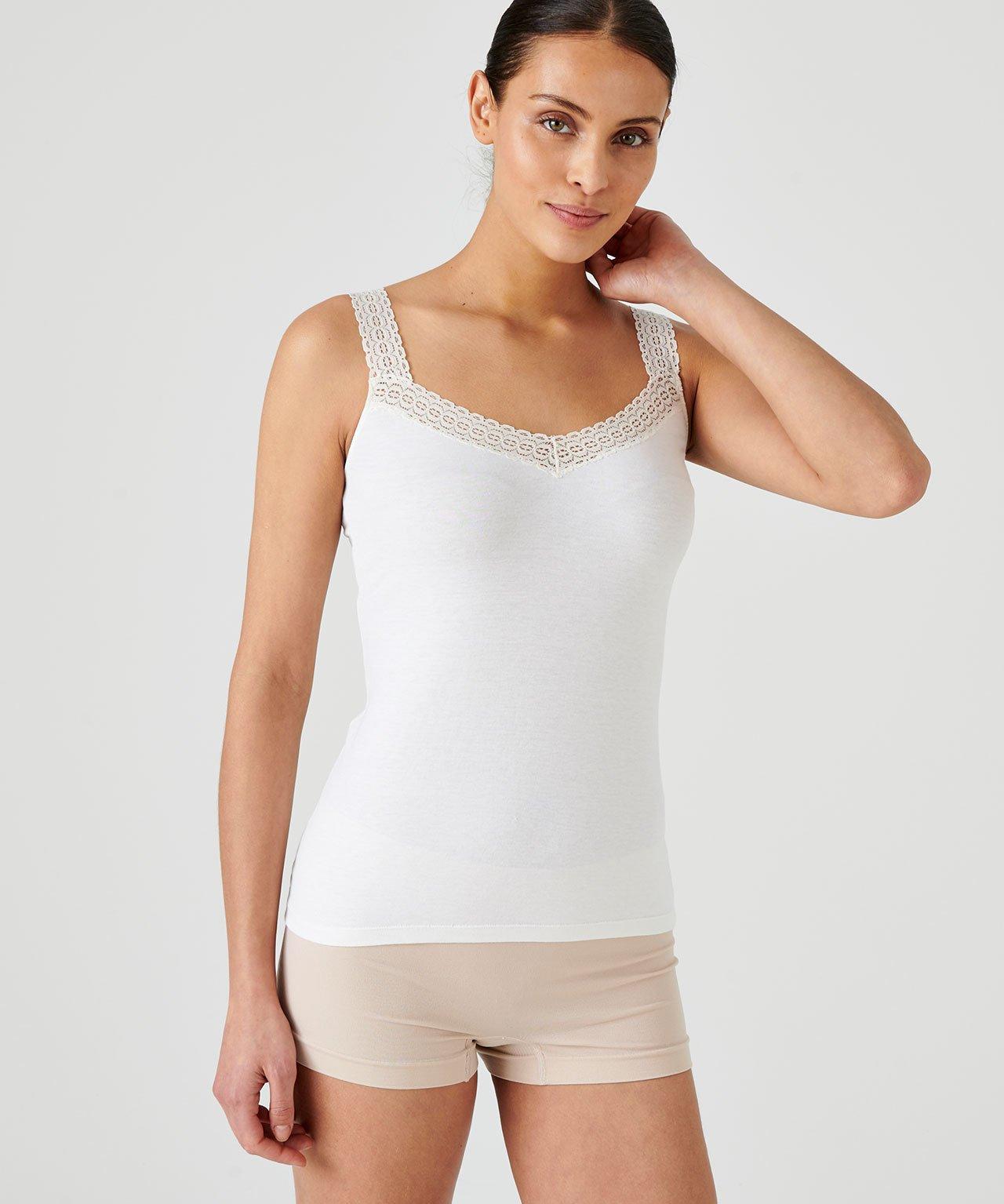 Image of Achselshirt Mit Spitze, Thermolactyl-jersey Sensitive, Wärmegrad Soft 2. Damen Weiss 46/48