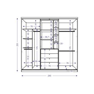Vente-unique Armoire BODIL portes coulissantes Miroir tiroirs 2  