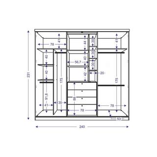 Vente-unique Armoire BODIL portes coulissantes Miroir tiroirs 2  