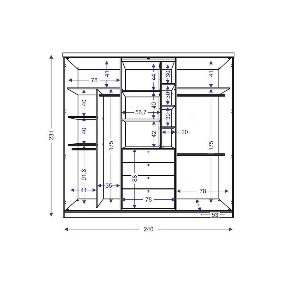 Vente-unique Armoire BODIL portes coulissantes Miroir tiroirs 2  