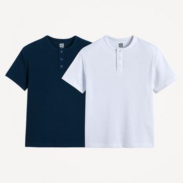 2er-Pack T-Shirts mit Henley-Ausschnitt