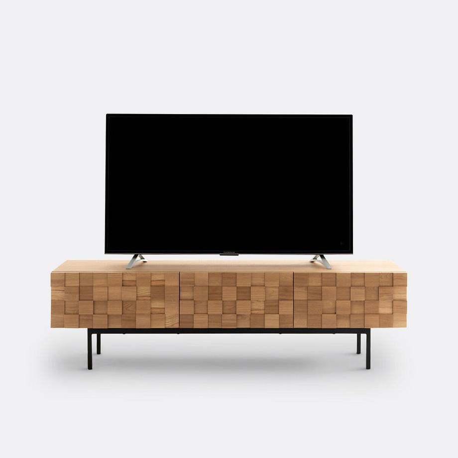 La Redoute Intérieurs Meuble TV plaqué chêne 3 portes  