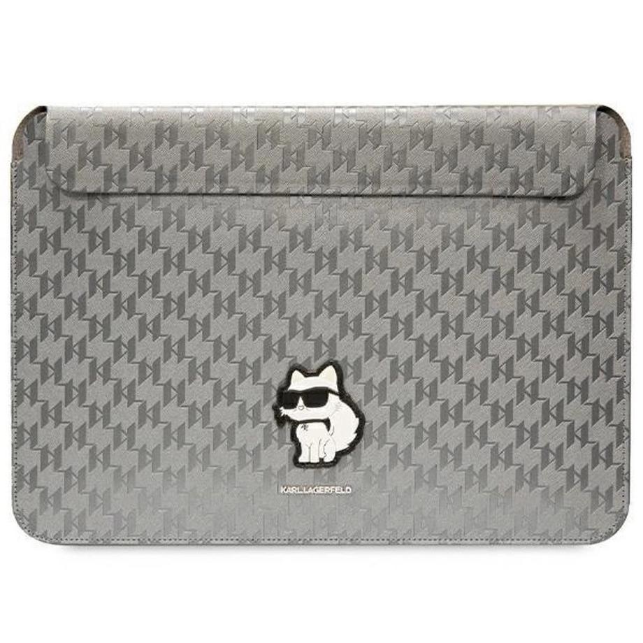 KARL LAGERFELD  Karl Lagerfeld sacoche pour ordinateur portable 14" Saffiano Monogram Choupette - Argent 