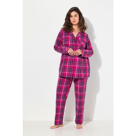 Ulla Popken  Pyjama, Flanell, Karo, Reverskragen, Langarm 