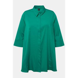 Ulla Popken  Bluse, Godeteinsätze, A-Linie, Hemdkragen, 3/4-Arm 