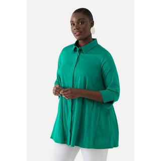 Ulla Popken  Bluse, Godeteinsätze, A-Linie, Hemdkragen, 3/4-Arm 