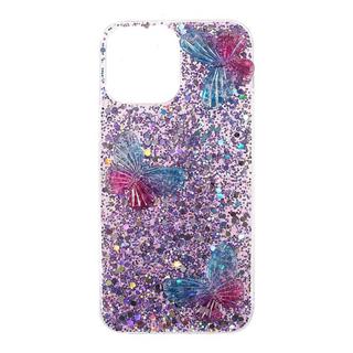 Cover-Discount  iPhone 13 Pro Max - Custodia in silicone con farfalle glitterate 