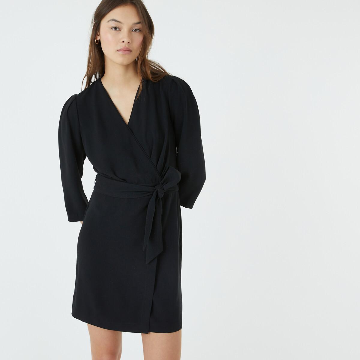 Image of Kuzes Wickelkleid Mit Gürtel Damen Schwarz 34