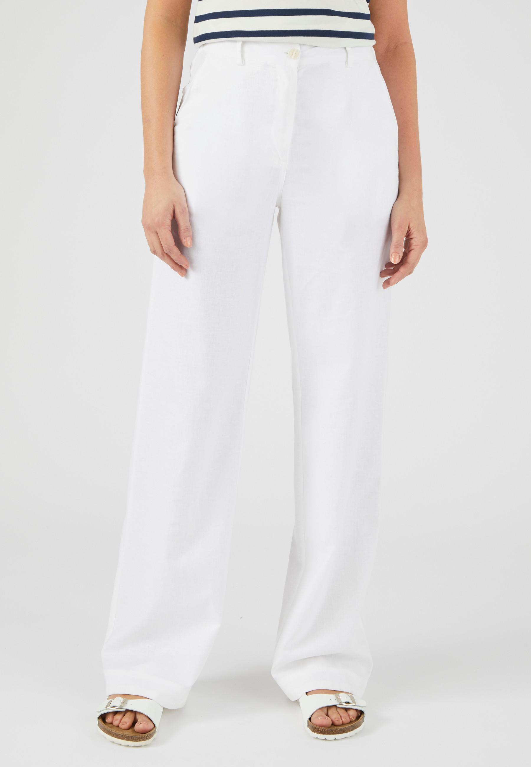 Image of Weite Hose Aus Leinenmischung Climatyl Damen Weiss 44