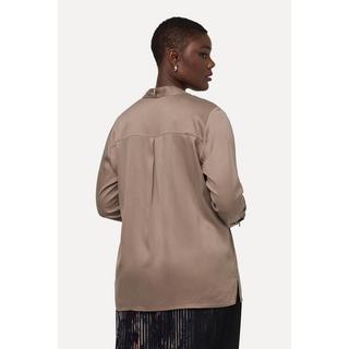 Ulla Popken  Blusa di cupro con fiocco, scollo a V e maniche lunghe 