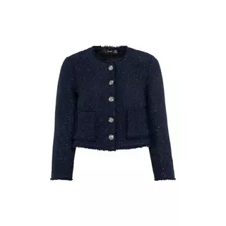 HALLHUBER  Veste courte de style blazer, en maille bouclette et lurex Bleu