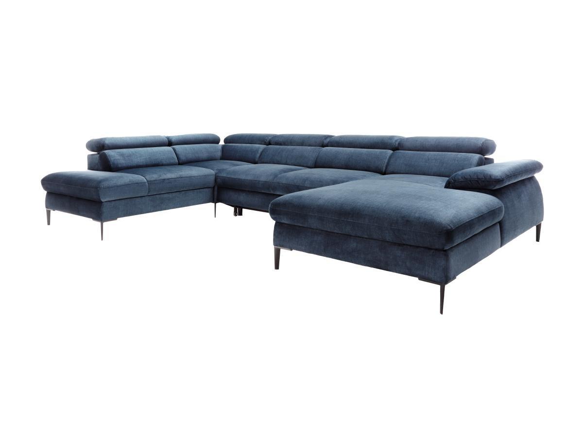 PASCAL MORABITO Große Wohnlandschaft mit Schlaffunktion - Ecke rechts - Samt - - Dunkelblau - SEPINA von Pascal Morabito  
