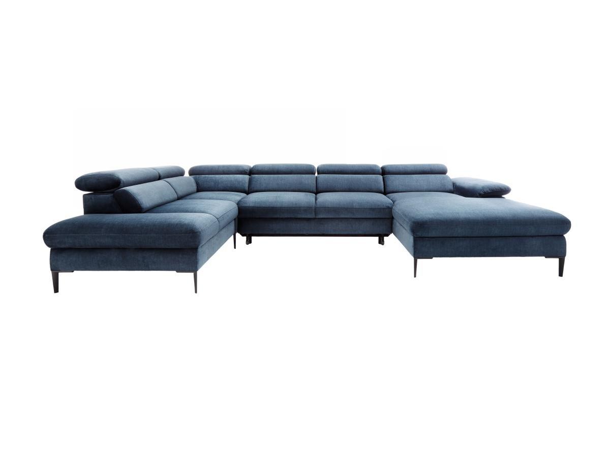 PASCAL MORABITO Große Wohnlandschaft mit Schlaffunktion - Ecke rechts - Samt - - Dunkelblau - SEPINA von Pascal Morabito  