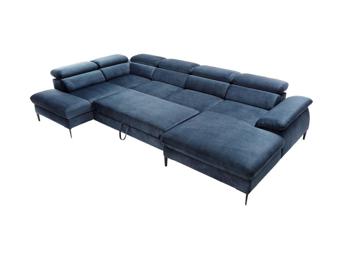 PASCAL MORABITO Große Wohnlandschaft mit Schlaffunktion - Ecke rechts - Samt - - Dunkelblau - SEPINA von Pascal Morabito  